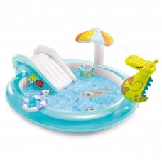 Kids Outdoor Inflatable Gator Kiddie Pool with Slide - 200 x 170 x 84 cm